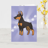 Cartoon Doberman Pinscher Kaart (Gele Bloem)