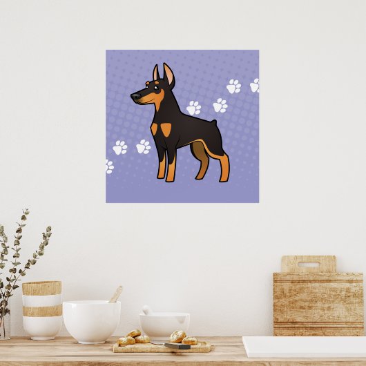 Cartoon Doberman Pinscher Poster (Keuken)
