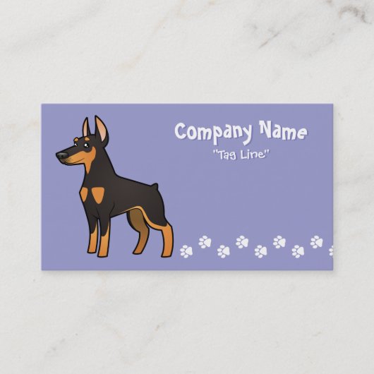 Cartoon Doberman Pinscher Visitekaartje (Voorkant)