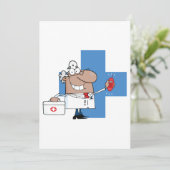 Cartoon Doctor met telefoon en medische tas Kaart (Staand voorkant)