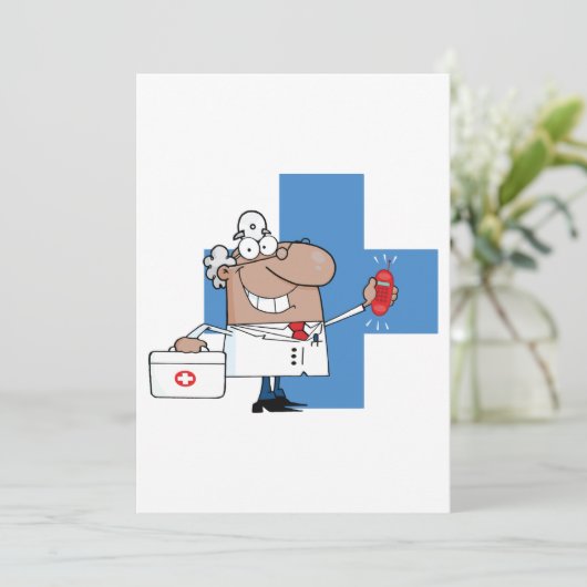 Cartoon Doctor met telefoon en medische tas Kaart (Staand voorkant)
