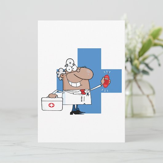 Cartoon Doctor met telefoon en medische tas Kaart