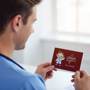 Cartoon Doctor Red Dank u Bedankkaart