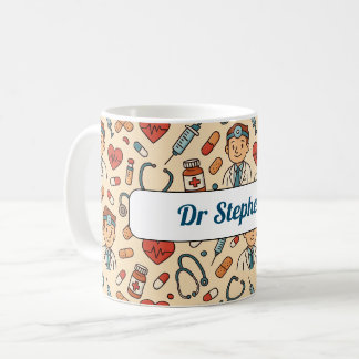Cartoon Doctor Science Pattern Koffiemok