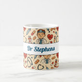 Cartoon Doctor Science Pattern Koffiemok (Center)