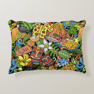 Cartoon doedels Hawaii naadloos. Achtergrond Accent Kussen