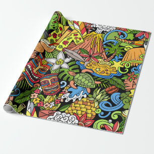 Cartoon doedels Hawaii naadloos. Achtergrond Cadeaupapier