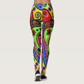 Cartoon doedle druppelverf abstract leggings (Achterkant)