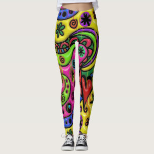Cartoon doedle druppelverf abstract leggings