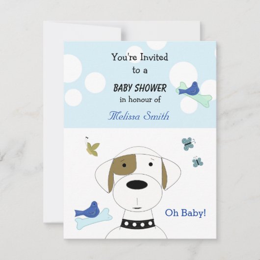 Cartoon Dog Baby shower Kaart (Voorkant)
