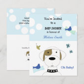 Cartoon Dog Baby shower Kaart (Voorkant / Achterkant)