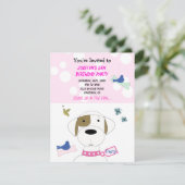 Cartoon Dog Birthday Party Invitation Kaart (Staand voorkant)