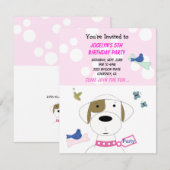 Cartoon Dog Birthday Party Invitation Kaart (Voorkant / Achterkant)