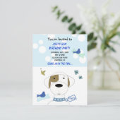 Cartoon Dog Birthday Party Invitation Kaart (Staand voorkant)