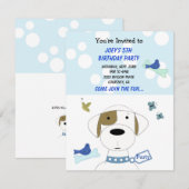 Cartoon Dog Birthday Party Invitation Kaart (Voorkant / Achterkant)