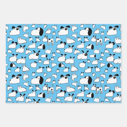 Cartoon Dog Blue Inpakpapier Vel (Voorkant 2)