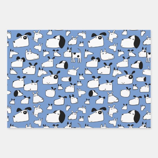 Cartoon Dog Blue Inpakpapier Vel (Voorkant)