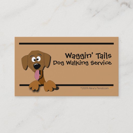 Cartoon Dog Business Card Template (bruin) Visitekaartje (Voorkant)