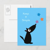 Cartoon dog & butterflies houden het eenvoudige br briefkaart (Voorkant / Achterkant)