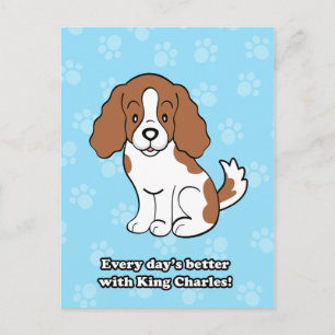 Cartoon Dog Cavalier King Charles Briefkaart