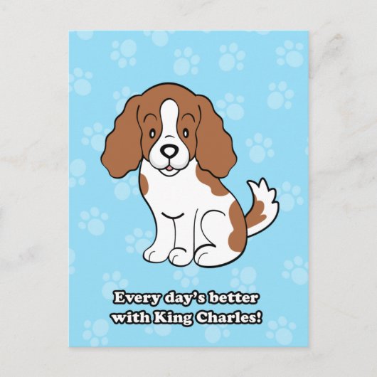 Cartoon Dog Cavalier King Charles Briefkaart (Voorkant)
