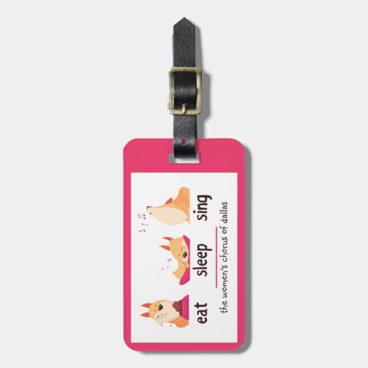 Cartoon Dog Eat Sleep Sing Bagagelabel (Voorkant verticaal)