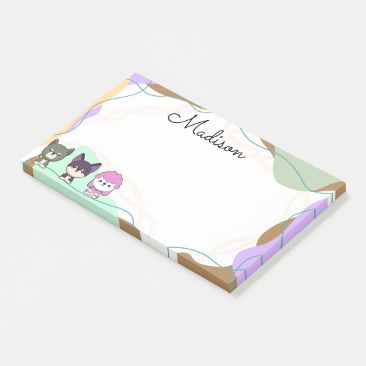 Cartoon dog gepersonaliseerd post-it® notes (Schuin)