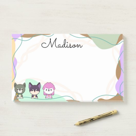 Cartoon dog gepersonaliseerd post-it® notes (Op bureau)