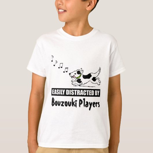 Cartoon Dog is gemakkelijk verstoord door Bouzouki T-shirt (Voorkant)