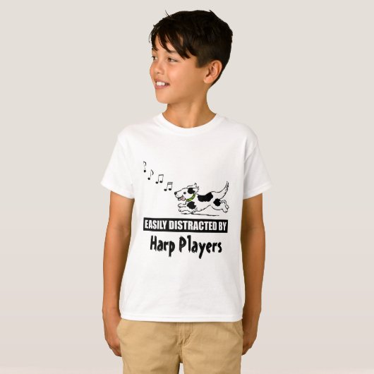Cartoon Dog is gemakkelijk verstoord door Harp-spe T-shirt (Voorkant volledig)