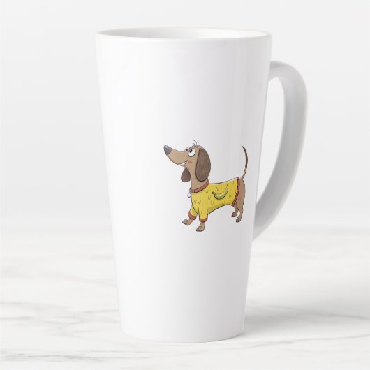 Cartoon dog latte mok (Rechterhoek)