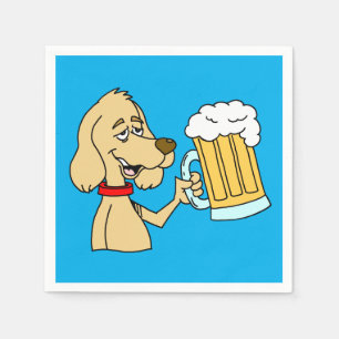 Cartoon Dog met Beer Party Servet