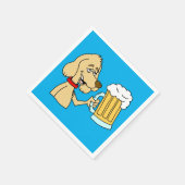 Cartoon Dog met Beer Party Servet (Hoek)