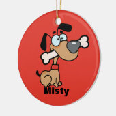 Cartoon Dog met een bot in zijn mond Keramisch Ornament (Links)