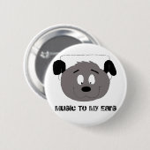 Cartoon Dog met hoofdtelefoon Ronde Button 5,7 Cm (Voorkant /achterkant)