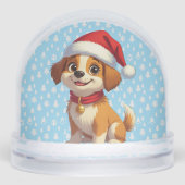 Cartoon Dog met Santa Hat Christmas Snow Wereldbol Sneeuwbol (Voorkant)