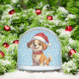Cartoon Dog met Santa Hat Christmas Snow Wereldbol Sneeuwbol