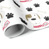 Cartoon Dog met schilderafdrukken Cadeaupapier (Rol Hoek)