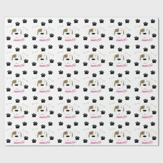 Cartoon Dog met schilderafdrukken Cadeaupapier (Vlak)