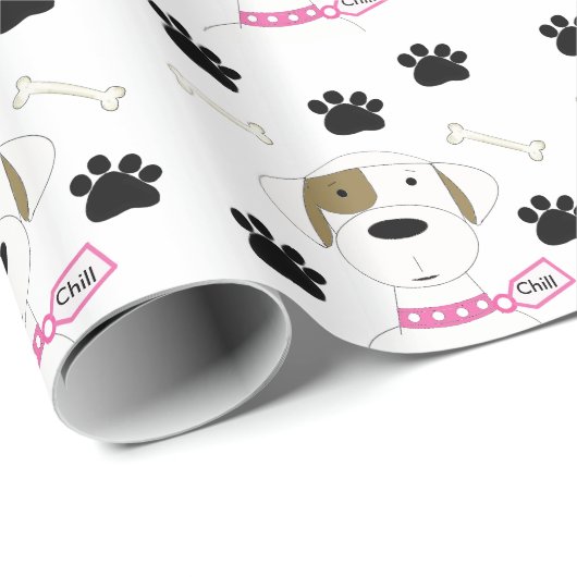 Cartoon Dog met schilderafdrukken Cadeaupapier (Rol Hoek)