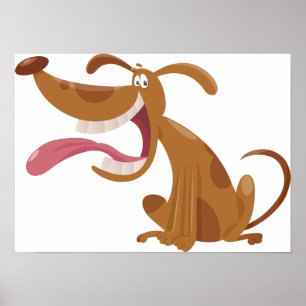 Cartoon Dog met Tongue Out Poster