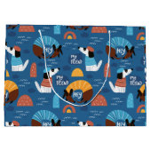 Cartoon dog "My Friend" naadloos patroon Groot Cadeauzakje (Achterkant)