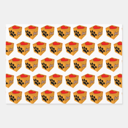 Cartoon Dog Paw Heart en Bone Inpakpapier Vel (Voorkant 2)