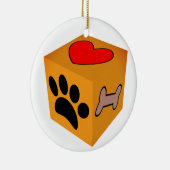 Cartoon Dog Paw Heart en Bone Keramisch Ornament (Rechts)