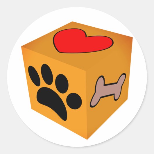 Cartoon Dog Paw Heart en Bone Ronde Sticker (Voorkant)