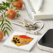 Cartoon Dog Paw Heart en Bone Sleutelhanger (Voorkant Rechts)