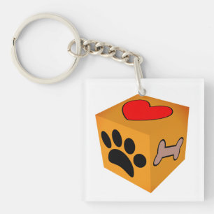 Cartoon Dog Paw Heart en Bone Sleutelhanger