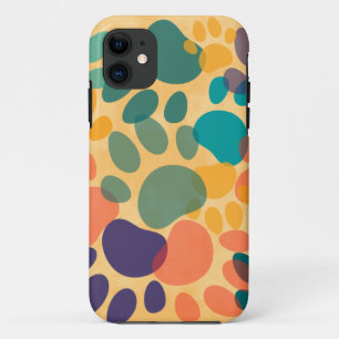 Cartoon Dog Paw Print Colorful Abstracte Art Case-Mate iPhone Case