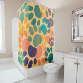 Cartoon Dog Paw Print Colorful Abstracte Art Douchegordijn (In situ)