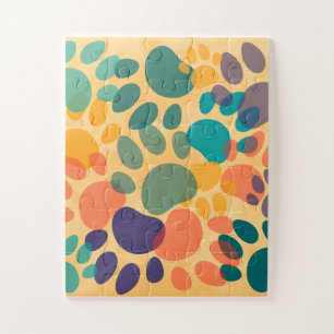 Cartoon Dog Paw Print Colorful Abstracte Art Legpuzzel